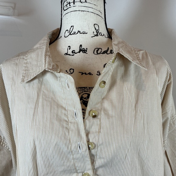 We The Free Striped Pullover‎ Blouse Collared Long Sleeve Relaxed Fit M - Picture 3 of 7